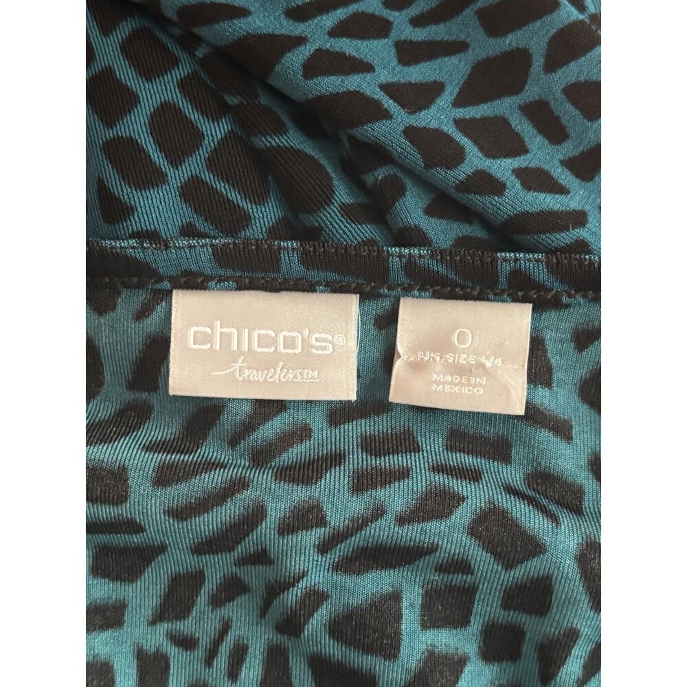 Chico's Travelers Top Size 0, Small Slinky Cut Out Blue Black - Picture 5 of 6